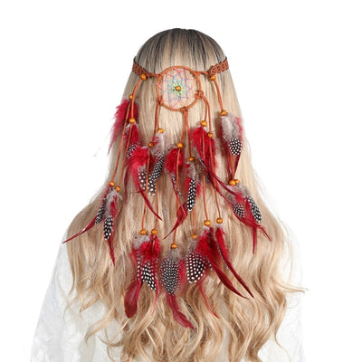 Bohemian Hippie Dream Catcher Peacock Feather Headband