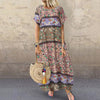 ZANZEA 2021 Printed Maxi Dress Women's Summer Sundress Casual Short Sleeve Vestidos Kaftan Female Graffiti Tunic Robe Plus Size