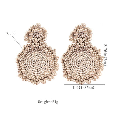 MANILAI Bohemian Handmade Beads Drop Earrings For Women Fashion Jewelry Dangle Earrings Round Statement Big Bead Pendant Wedding