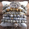 Natural Stone And Crystal Bohemian 6  Pc's Stack Bracelet Set