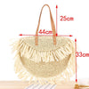 Bohemian Round Tassel Women Straw Bag - Spike Paper Rattan Shoulder Bags - Large Summer Beach Woven Handbag