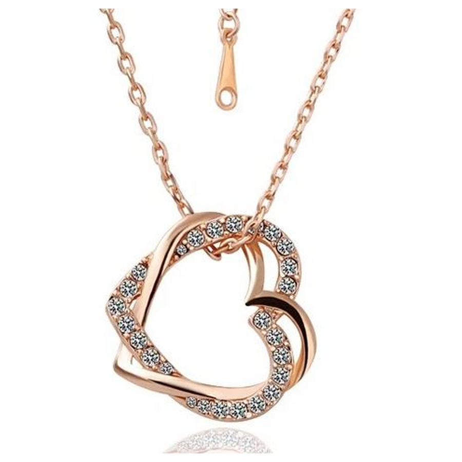 Crystal Double Heart Necklaces (Ships from USA)