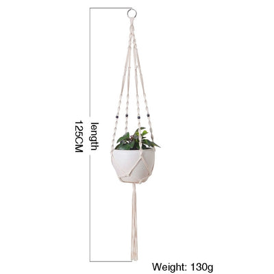 Macrame Wall Hanging Decoration Plant-Pot Net Basket Hanger Handmade Woven Pure Cotton Rope Beads Boho Tapestry Hanging Decor