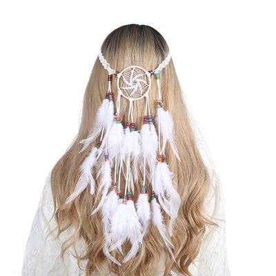 Bohemian Hippie Dream Catcher Peacock Feather Headband