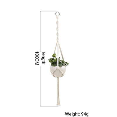 Macrame Wall Hanging Decoration Plant-Pot Net Basket Hanger Handmade Woven Pure Cotton Rope Beads Boho Tapestry Hanging Decor