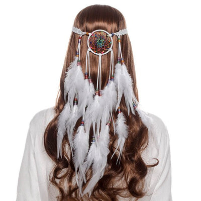 Bohemian Hippie Dream Catcher Peacock Feather Headband