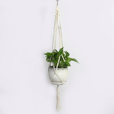 Macrame Wall Hanging Decoration Plant-Pot Net Basket Hanger Handmade Woven Pure Cotton Rope Beads Boho Tapestry Hanging Decor