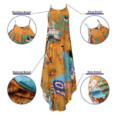 Fashion Floral Dress Women's Autumn Sundress 2021 VONDA Casual Halter Split Dresses Maxi Vestidos Female Asymmetrical Robe Dress