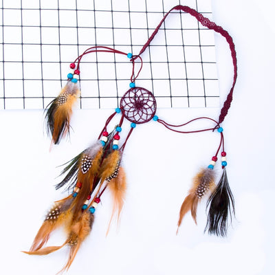 Bohemian Hippie Dream Catcher Peacock Feather Headband