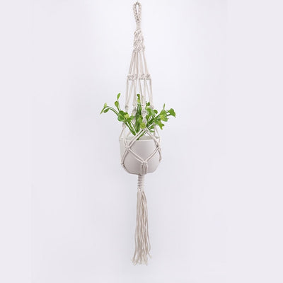 Macrame Wall Hanging Decoration Plant-Pot Net Basket Hanger Handmade Woven Pure Cotton Rope Beads Boho Tapestry Hanging Decor