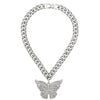 Caraquet Full Rhinestone Cuban Choker Necklaces for Women Bling Crystal Big Butterfly Pendant Necklace Trendy New Party Bijoux