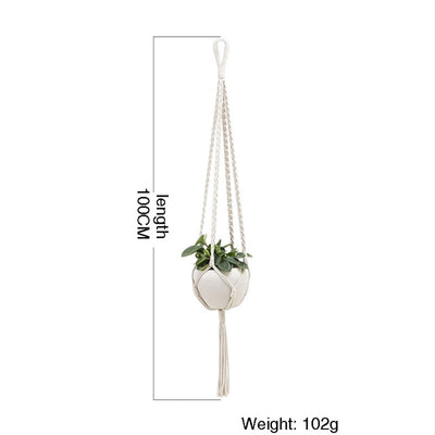 Macrame Wall Hanging Decoration Plant-Pot Net Basket Hanger Handmade Woven Pure Cotton Rope Beads Boho Tapestry Hanging Decor