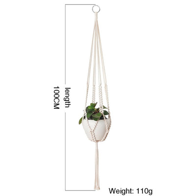 Macrame Wall Hanging Decoration Plant-Pot Net Basket Hanger Handmade Woven Pure Cotton Rope Beads Boho Tapestry Hanging Decor