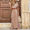 Boho Long Dress for Women Paisley Print Elegant Dresses with Belt V Neck Summer Dress Large Hem Beach Dresses Robe Femme 2021