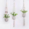 Macrame Wall Hanging Decoration Plant-Pot Net Basket Hanger Handmade Woven Pure Cotton Rope Beads Boho Tapestry Hanging Decor