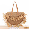 Bohemian Round Tassel Women Straw Bag - Spike Paper Rattan Shoulder Bags - Large Summer Beach Woven Handbag