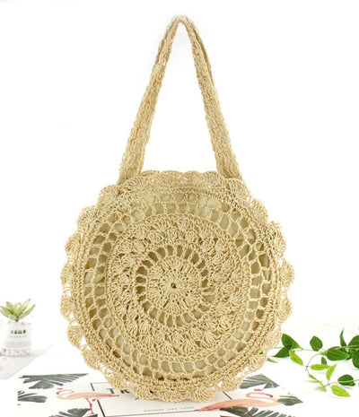 Bohemian Straw Bags for Women Circle Beach Handbags Summer Rattan Shoulder Bags Handmade Knitted Travel Big Totes Bag 2020 New