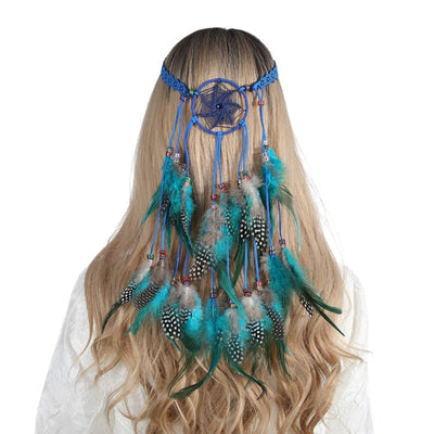 Bohemian Hippie Dream Catcher Peacock Feather Headband