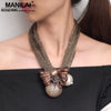 MANILAI Big Simulated Pearl Pendants Necklaces For Women Crystal Beads Ball Flower Statement Necklace Jewelry Handmade Choker