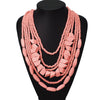 Handmade Bohemian Multilayer Wood Bead Choker Necklace - 8 Colors