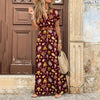 Boho Long Dress for Women Paisley Print Elegant Dresses with Belt V Neck Summer Dress Large Hem Beach Dresses Robe Femme 2021