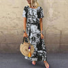 ZANZEA 2021 Printed Maxi Dress Women's Summer Sundress Casual Short Sleeve Vestidos Kaftan Female Graffiti Tunic Robe Plus Size