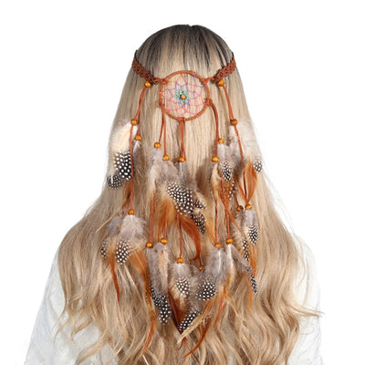 Bohemian Hippie Dream Catcher Peacock Feather Headband