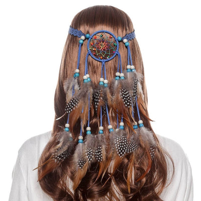 Bohemian Hippie Dream Catcher Peacock Feather Headband