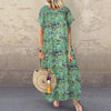 ZANZEA 2021 Printed Maxi Dress Women's Summer Sundress Casual Short Sleeve Vestidos Kaftan Female Graffiti Tunic Robe Plus Size