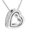 Double Heart Pendant - White Gold (Ships from USA)