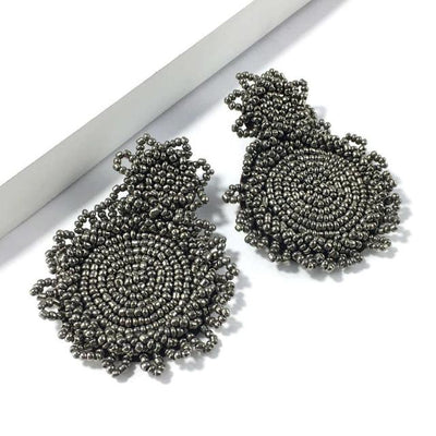 MANILAI Bohemian Handmade Beads Drop Earrings For Women Fashion Jewelry Dangle Earrings Round Statement Big Bead Pendant Wedding