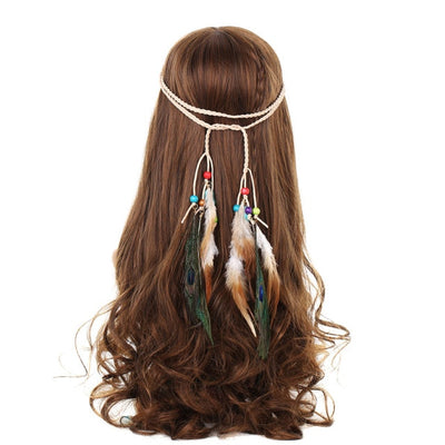 Bohemian Hippie Dream Catcher Peacock Feather Headband