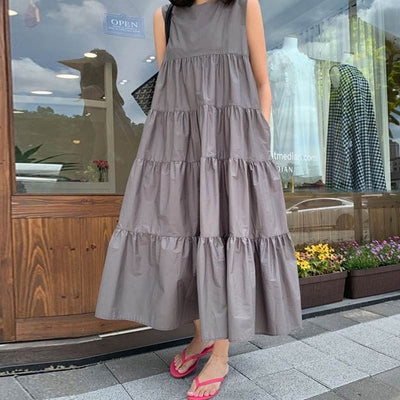 Summer Women Bohemian Sleeveless Ruffles Dress Elegant Sundress ZANZEA Solid Robe Femme Beach Tanks Dresses 5XL Kaftan Vestidos