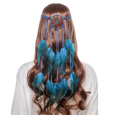 Bohemian Hippie Dream Catcher Peacock Feather Headband