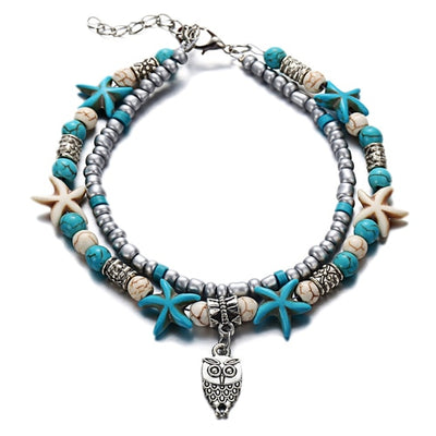 Bohemian Crystal Stone Alloy Turtle Pendant, Leg Bracelet