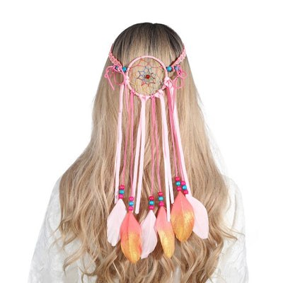 Bohemian Hippie Dream Catcher Peacock Feather Headband