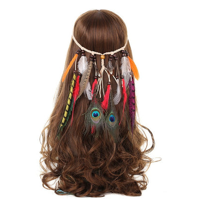 Bohemian Hippie Dream Catcher Peacock Feather Headband