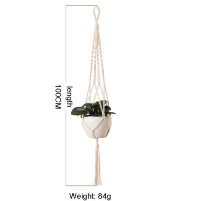 Macrame Wall Hanging Decoration Plant-Pot Net Basket Hanger Handmade Woven Pure Cotton Rope Beads Boho Tapestry Hanging Decor