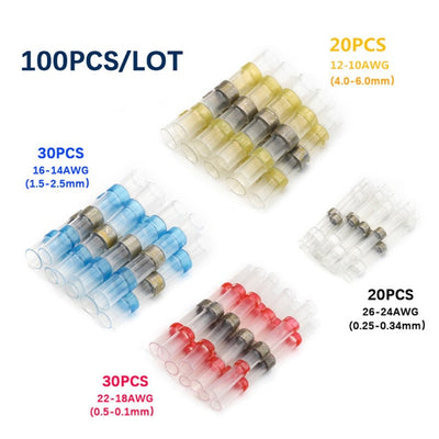 Waterproof Heat Shrink Solder Wire Connectors (100 Pcs)